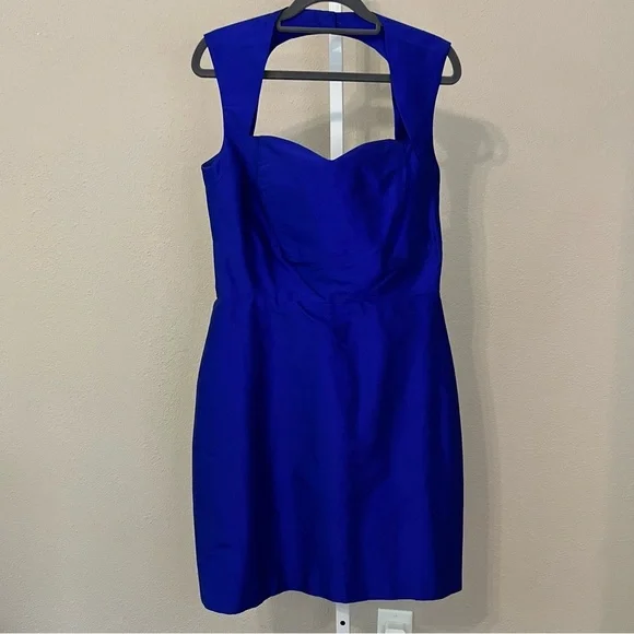 Elegant Blue Silk Sleeveless Dress - Picture 1 of 7